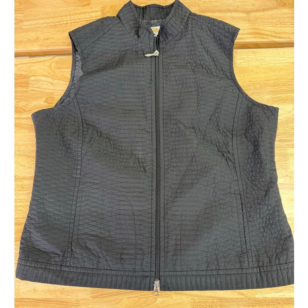 Talbots Black Quilted Zip-Up Vest Size L